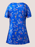 Muttermode Stillmode Stillshirt Geblümt V-Ausschnitt Kurzärm Umstandsshirt UmstandsTop