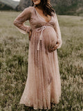 Muttermode Boho Kleid Schwangerschaft umstandsmode glitzer Flatterkleid Fotoshooting Kleid Babybauch