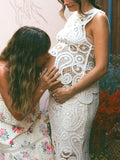 Muttermode Babybauch Fotoshooting Kleid umstandskleid Weiß Spitze Sommerkleider Mit Cut Outs