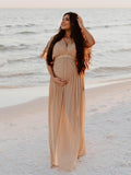 Muttermode Umstandskleider Seitenschlitz Boho Kleid Schwangerschaft Babybauch Fotoshooting Kleid