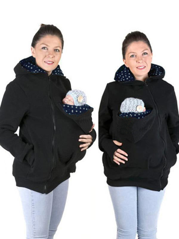 Muttermode Tragejacke Tupfen Kangaroo Baby Sweatshirt Kapuzenpullover Umstandsjacke