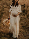 Muttermode Umstandskleider Spitzenkleider Off Shoulder Babybauch Fotoshooting Maxikleider Für Schwangere
