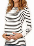 Muttermode Stillshirt Gestreifte Multi-Funktions Langarm T-Shirt Oberteile Für Schwangere Stilloberteil