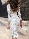 Muttermode Spitzenkleid Weiß Midi Umstandskleider Elegant Bodycon Elegant Kleid Hochzeitsgast