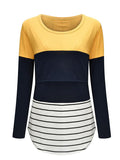 Muttermode Stillshirt Gestreift Kariert Leopardenmuster Spitze Patchwork Rundhals Stillmode