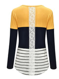 Muttermode Stillshirt Gestreift Kariert Leopardenmuster Spitze Patchwork Rundhals Stillmode