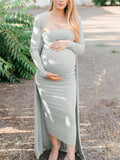 Muttermode Umstandskleider Bodyconkleid Zweiteiliger Bandeau Babybauch Elegant Midikleider