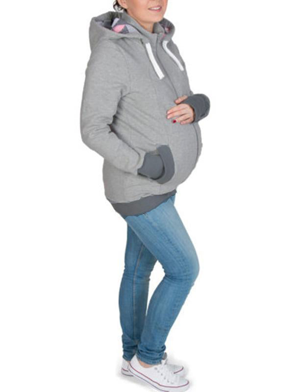 Muttermode Tragejacke Geometrischer Babyeinsatz Kangaroo Baby Sweatshirt Umstandsjacke
