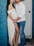 Muttermode Umstandskleider Fotoshootingkleid Off Shoulder Babybauch Maxikleider
