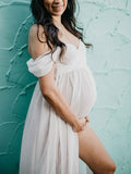 Muttermode Umstandskleider Fotoshootingkleid Off Shoulder Babybauch Maxikleider