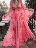 Muttermode Blümchen Kleid Gefaltete Boho Kleid Fotoshooting Umstandskleid Maxi Kleider