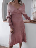 Muttermode Umstandskleider Strickkleid Plissee Schulterfrei Strickpullover Zweiteiliger