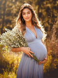 Muttermode Sommer Boho Kleid Fotoshooting Rückenfrei Festliche Umstandskleider Lang Kleider