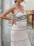 Muttermode Umstandskleider Täglichkleider Urlaub Gestreift Knit Durchbrochene Wellensaum Bodycon Schwangerschaft Maxikleider