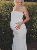 Muttermode Umstandskleider Anlasskleider Elegant Blumen Bodycon Purfle Meerjungfrau Rückenschnürung Rückenfrei Schwangerschaft Maxikleider