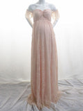 Muttermode Umstandskleid für Fotoshooting Rosa Spitze Schleppe Schwangere Abendkleid