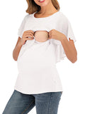 Muttermode Stillshirt Chiffon Rüschen Rundhals Kurzärm Umstands Shirt
