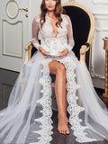 Muttermode Umstandskleider Häkelspitze Meshkleid Transparente Fotoshooting Maxikleider