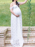 Muttermode Umstandskleider Spitzenkleid Anlasskleider Babybauch Schleppe Maxikleider