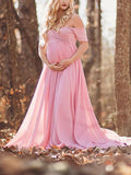 Muttermode Umstandskleid Off Shoulder Schleppe Für Schwangere Fotoshooting