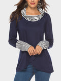 Muttermode Stillshirt Gestreift Patchwork Hoher Stehkragen Langarm Umstandsshirt