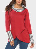 Muttermode Stillshirt Gestreift Patchwork Hoher Stehkragen Langarm Umstandsshirt