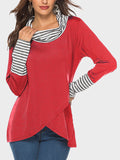 Muttermode Stillshirt Gestreift Patchwork Hoher Stehkragen Langarm Umstandsshirt