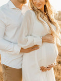Muttermode Umstandskleider Fotoshooting Babybauchkleid Wunderschönes Langarm Maxikleider Für Schwangere