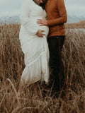 Muttermode Umstandskleider Baby Shower Fotoshooting Spitze Patchwork Schwangerschaft Maxikleider