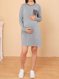 Muttermode Umstandskleider Täglichkleider Beiläufige Täglich Zuhause Leopardenmuster Taschen Schwangerschaft Minikleider