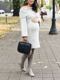 Muttermode Sweaters Dresses Einfarbig Wollkleid Bodycon Pulloverkleider