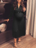 Muttermode Umstandskleider Plisseekleid Partykleid Langarm Off Shoulder Elegant Midikleider